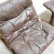 Scandinavian armchair and ottoman Siesta in brown leather by Ingmar Relling for Westnofa editions