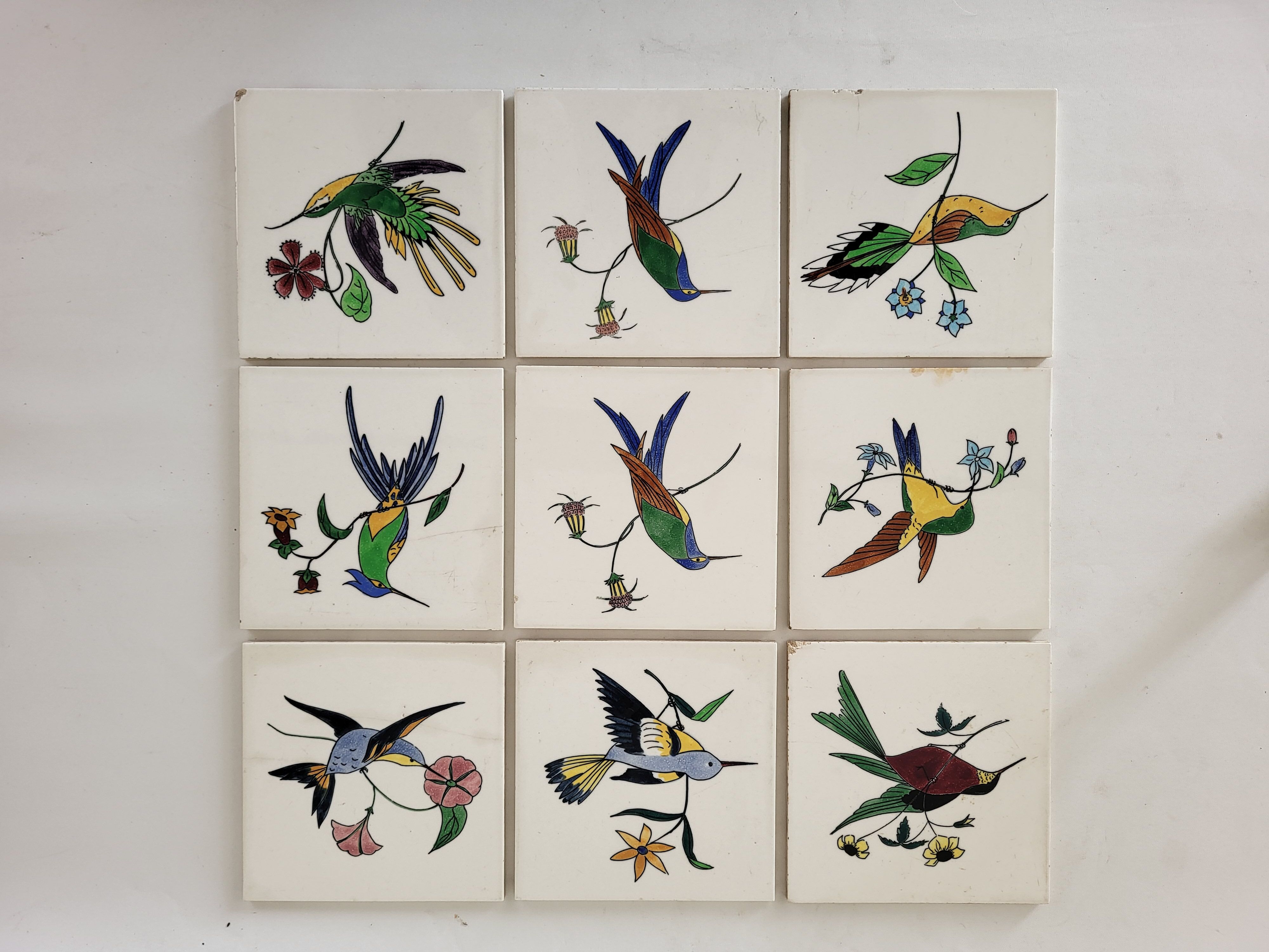 9 tiles tiles tiled earthenware from Gien birds
