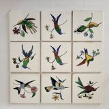 9 tiles tiles tiled earthenware from Gien birds