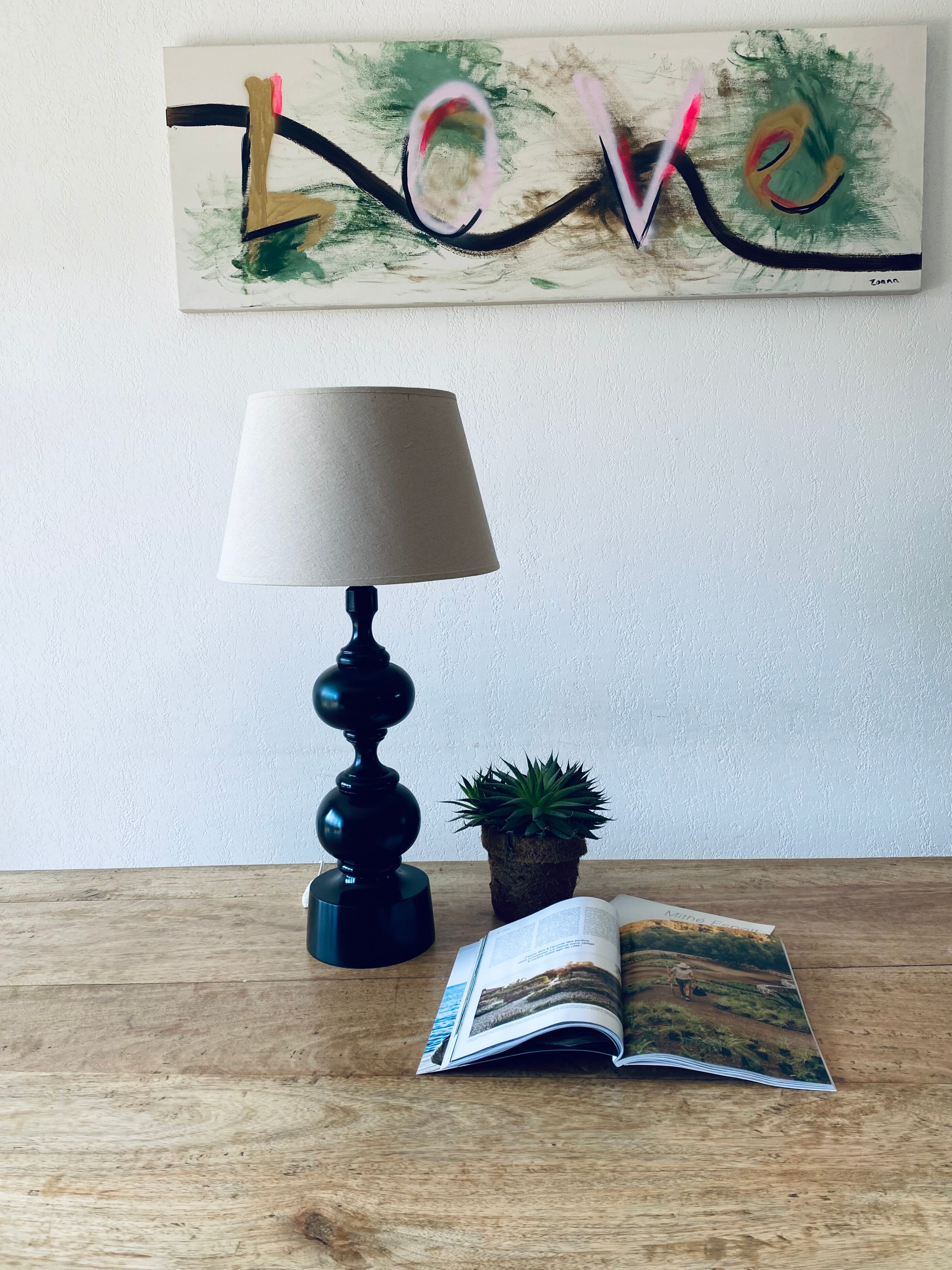 Vintage turned wooden lamp