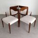 Set of 4 Scandinavian chairs in teak and fabric.