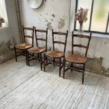 Set of rustic Provençal mulched chairs