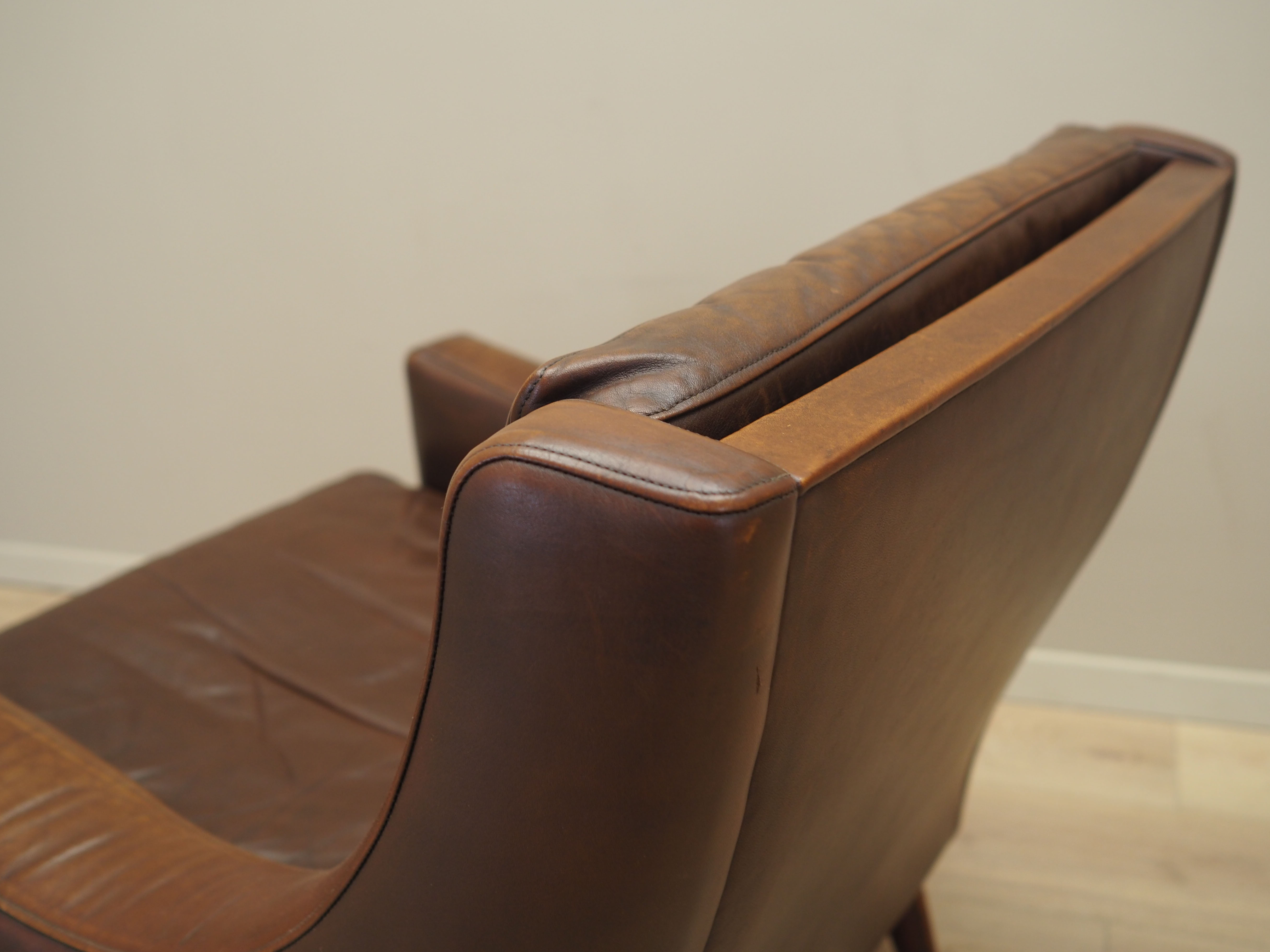 Brown leather armchair, Danish design, 1960s, designer: Edmund Jørgensen