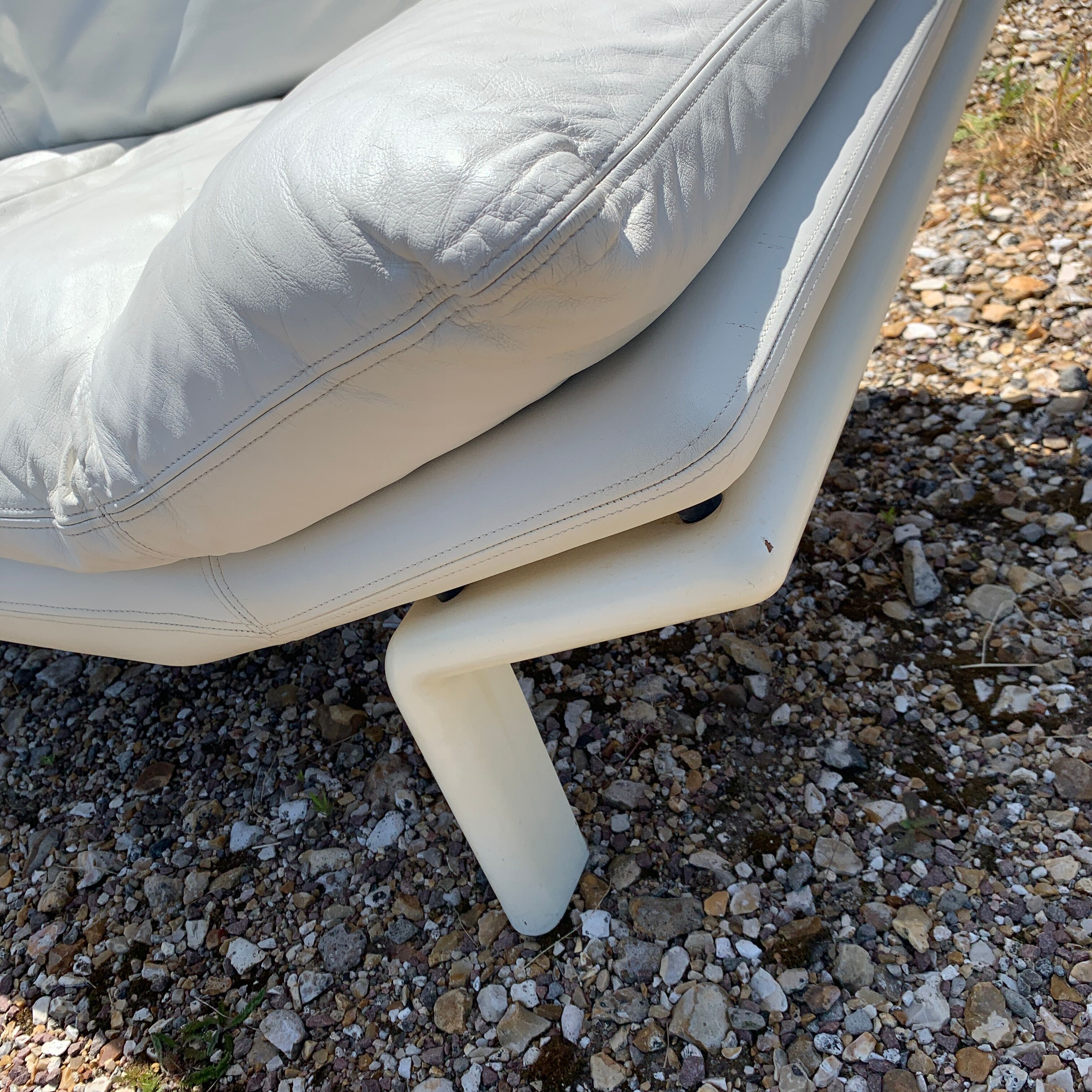 Danish Komfort white leather sofa