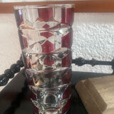 Vintage garnet glass geometric vase