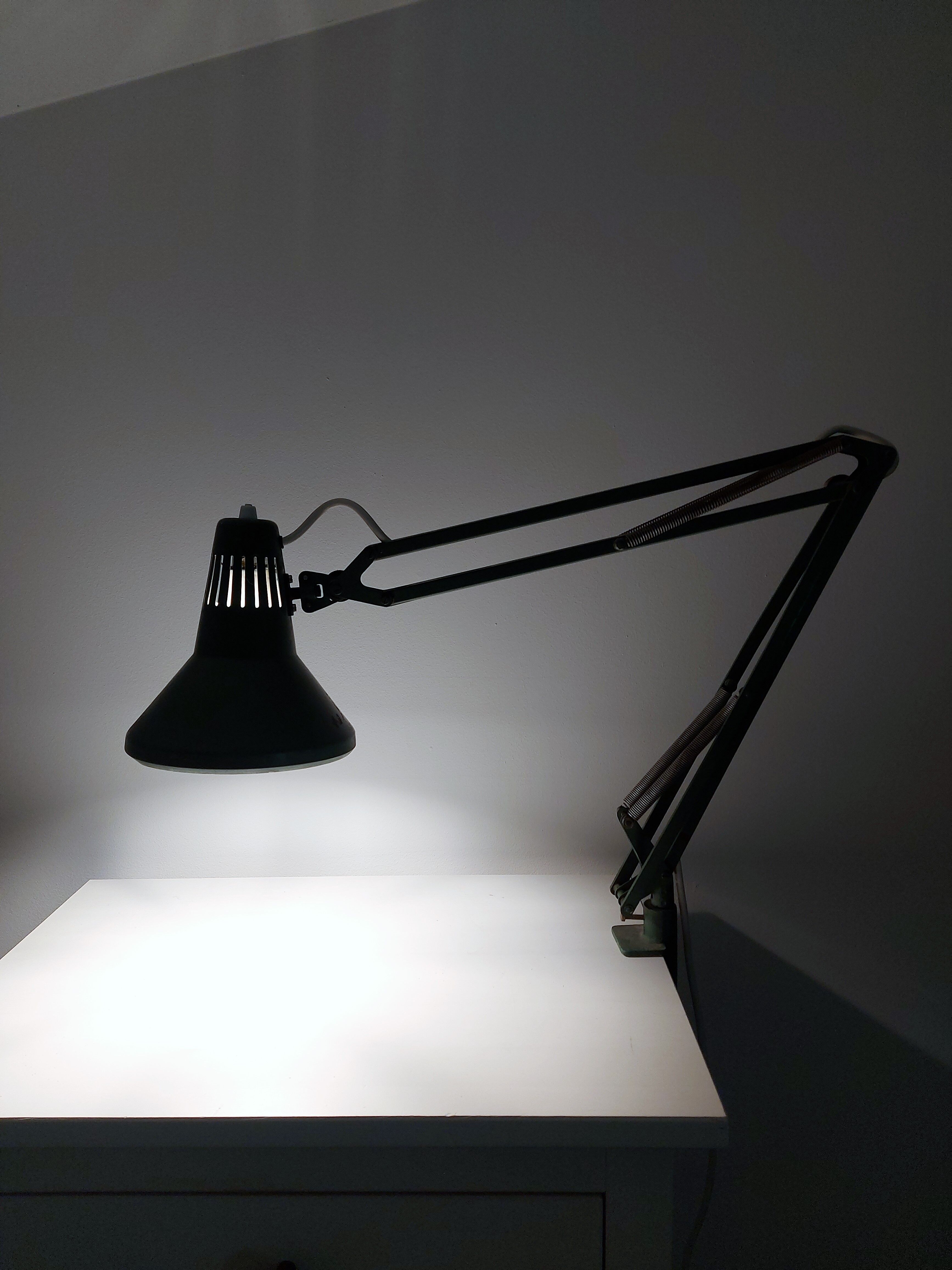 Architect Adjustable Green Swing-Arm Desk Lamp, 1970s