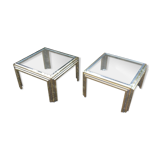 Hollywood regency Romeo Rega brass and chrome coffee tables