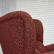 1960s, Danish relax armchair, original red furniture wool, oak wood legs.