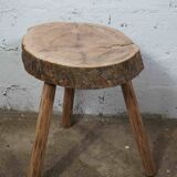 brutalist tripod coffee table or stool or end table in raw wood