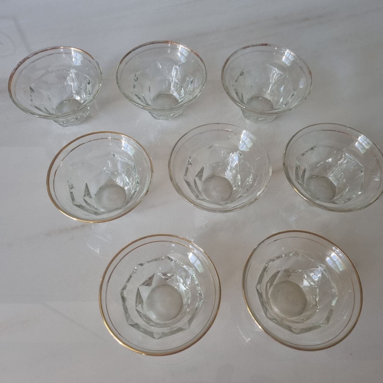 8 Art Deco champagne or ice cream coupes, 1940.