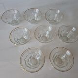 8 Art Deco champagne or ice cream coupes, 1940.