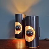Space Age double wall lamp, in brushed aluminum, 1970s