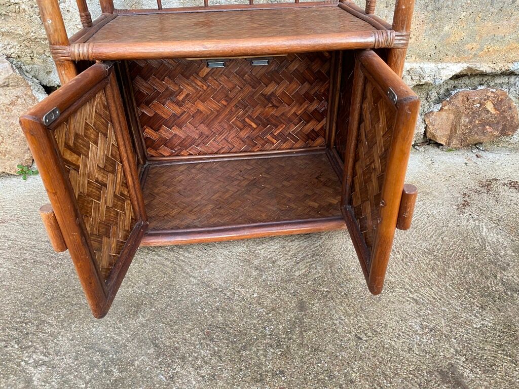 Vintage 70s rattan library