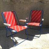 Pair of foldable camping armchairs "lafuma"