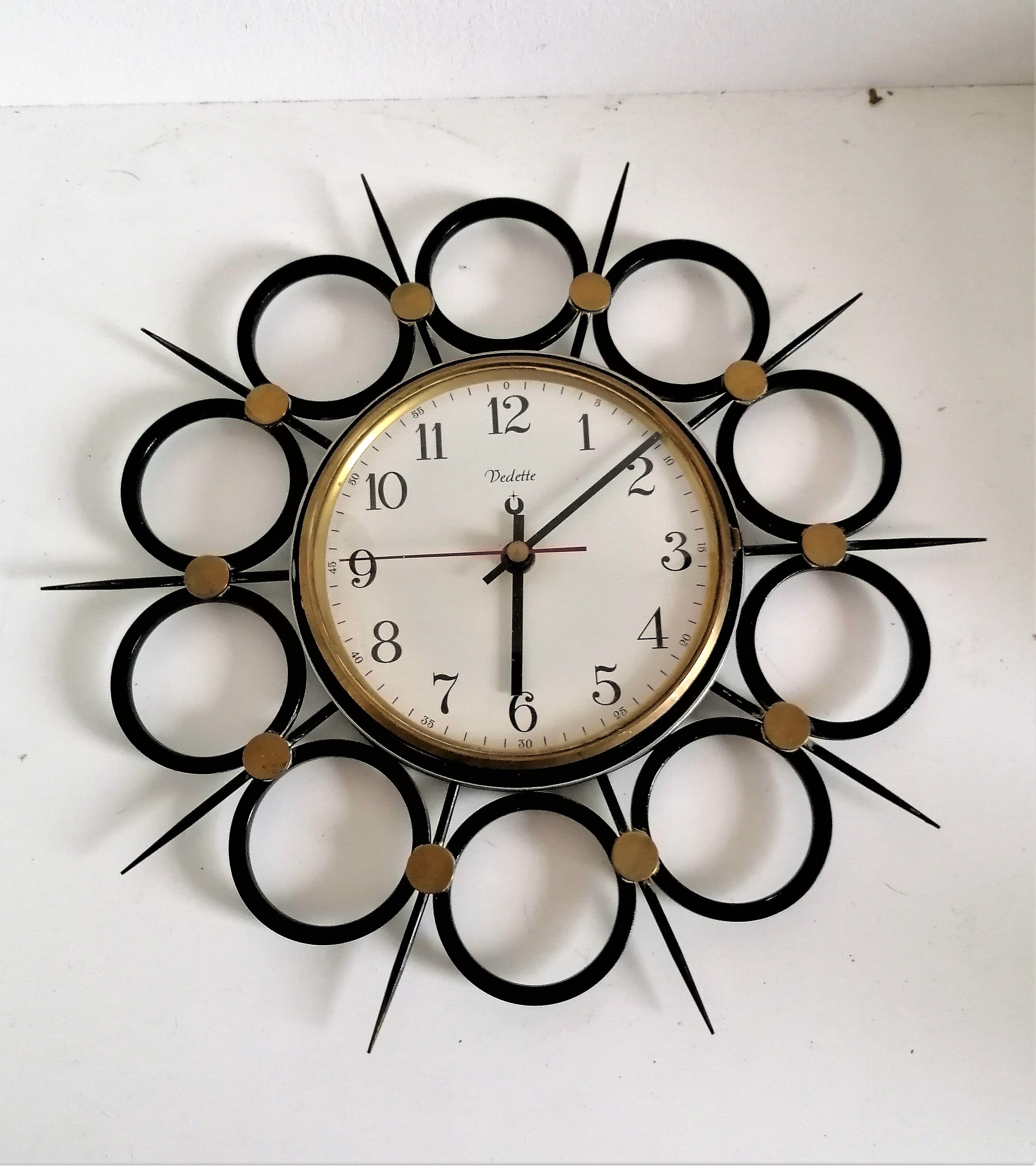 Pendulum wall clock sun wrought iron Star license Alto vintage