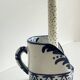Blue ceramic hand candle holder vintage craft