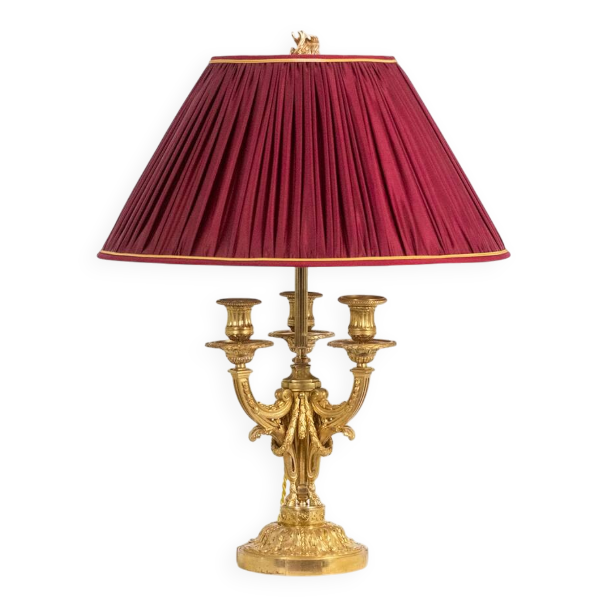 Eugène Bazart Paris. Gilded bronze hot water bottle lamp. Circa 1880.