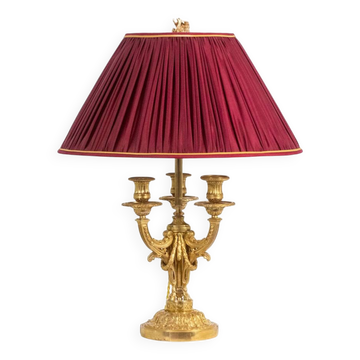 Eugène Bazart Paris. Gilded bronze hot water bottle lamp. Circa 1880.