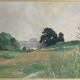 Table HSP "Wooded landscape" signed middle XX° + frame