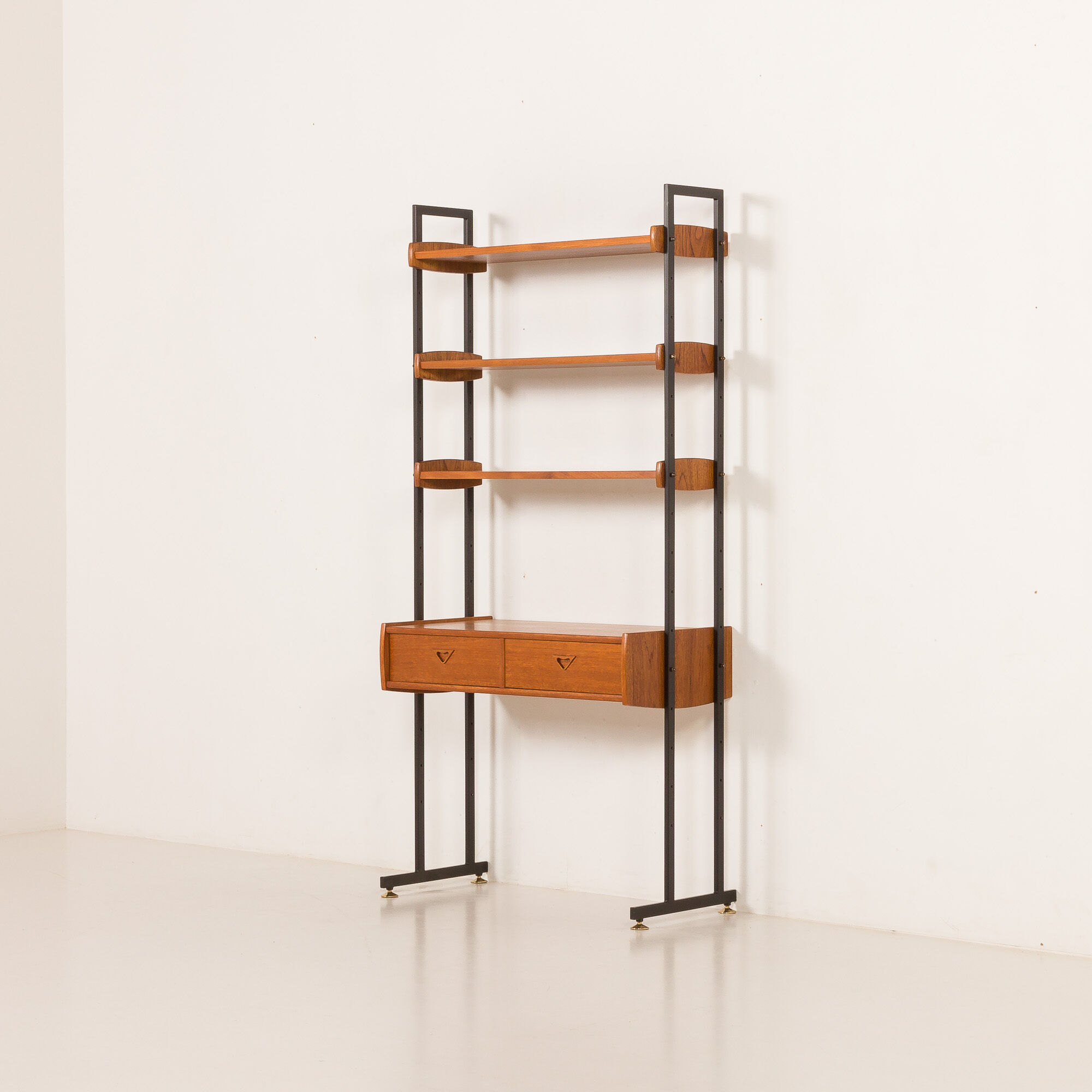 Italian mid-century desk shelving unit in teak, 1960s