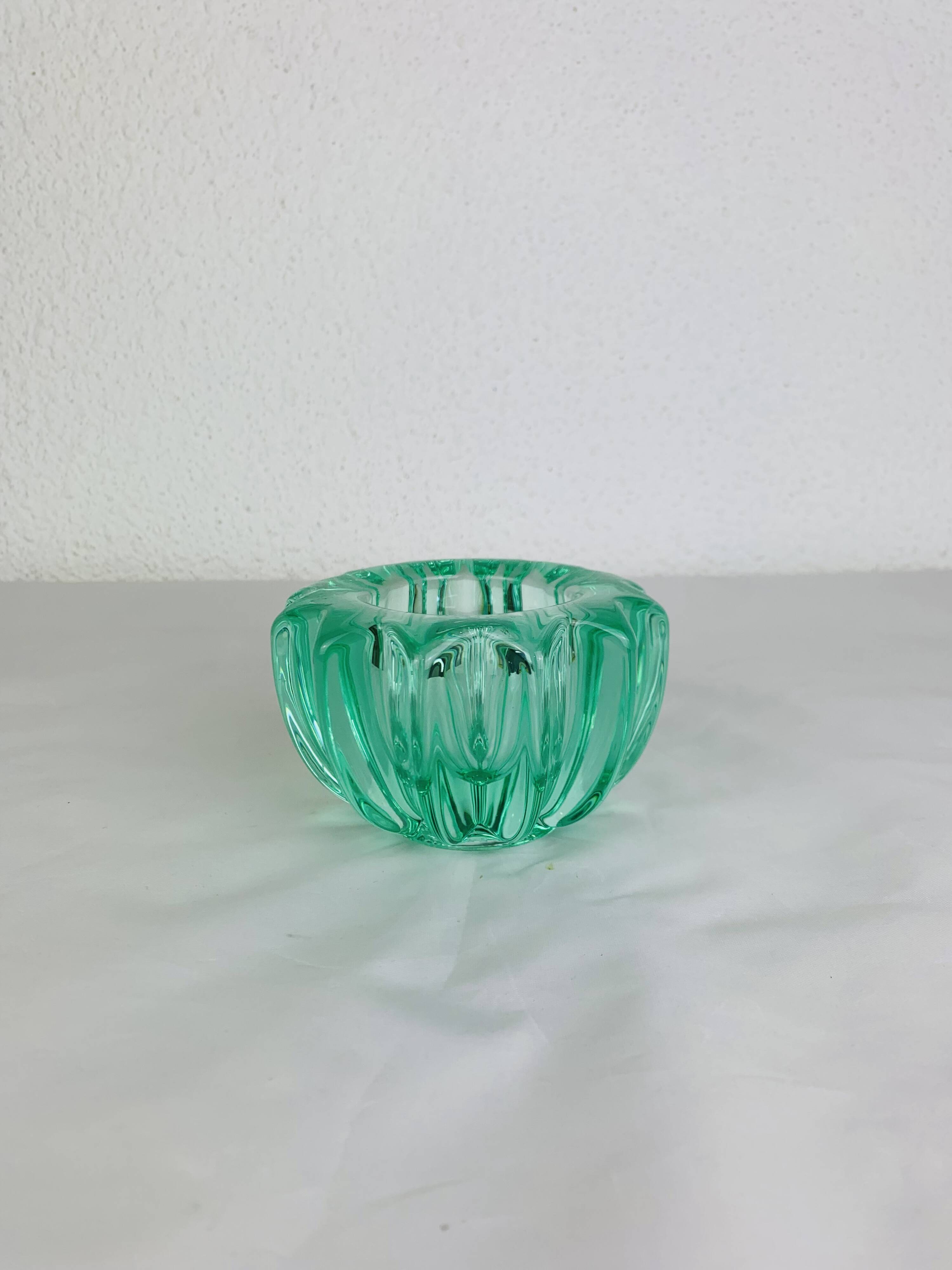 Green glass vase by Pierre D'Avesn, art deco pocket tray