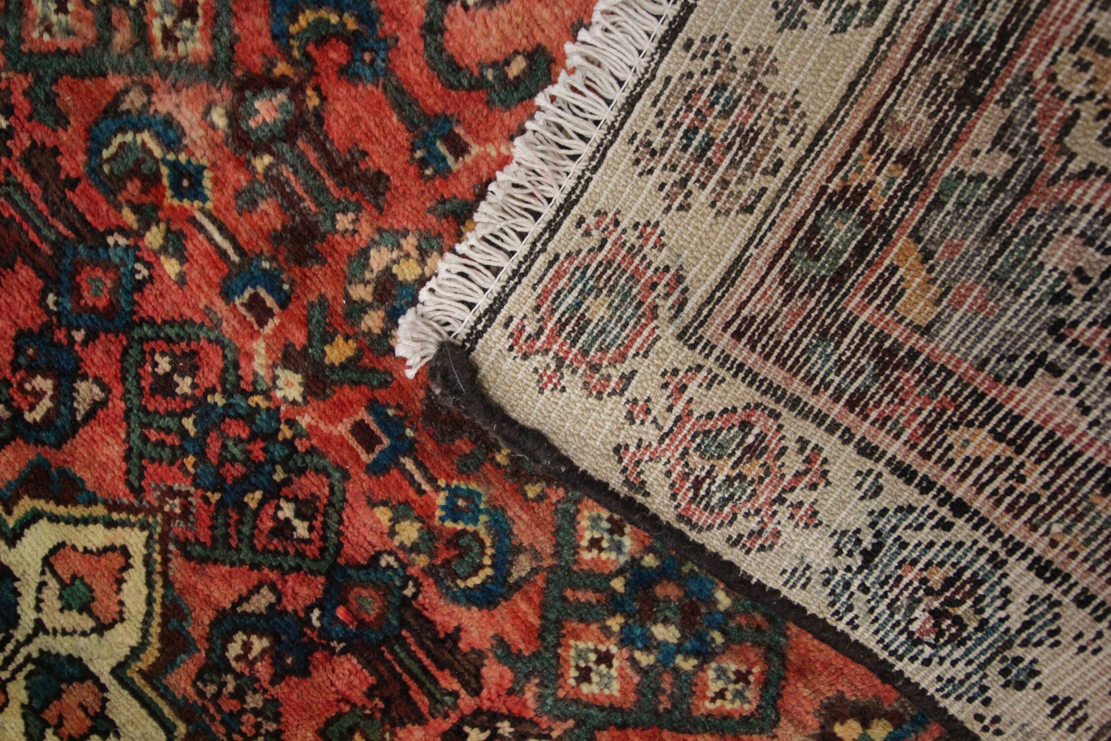 Tapis d'escalier en laine à motif floral rouille, tapis à médaillon central noué à la main 94x240