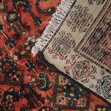 Tapis d'escalier en laine à motif floral rouille, tapis à médaillon central noué à la main 94x240