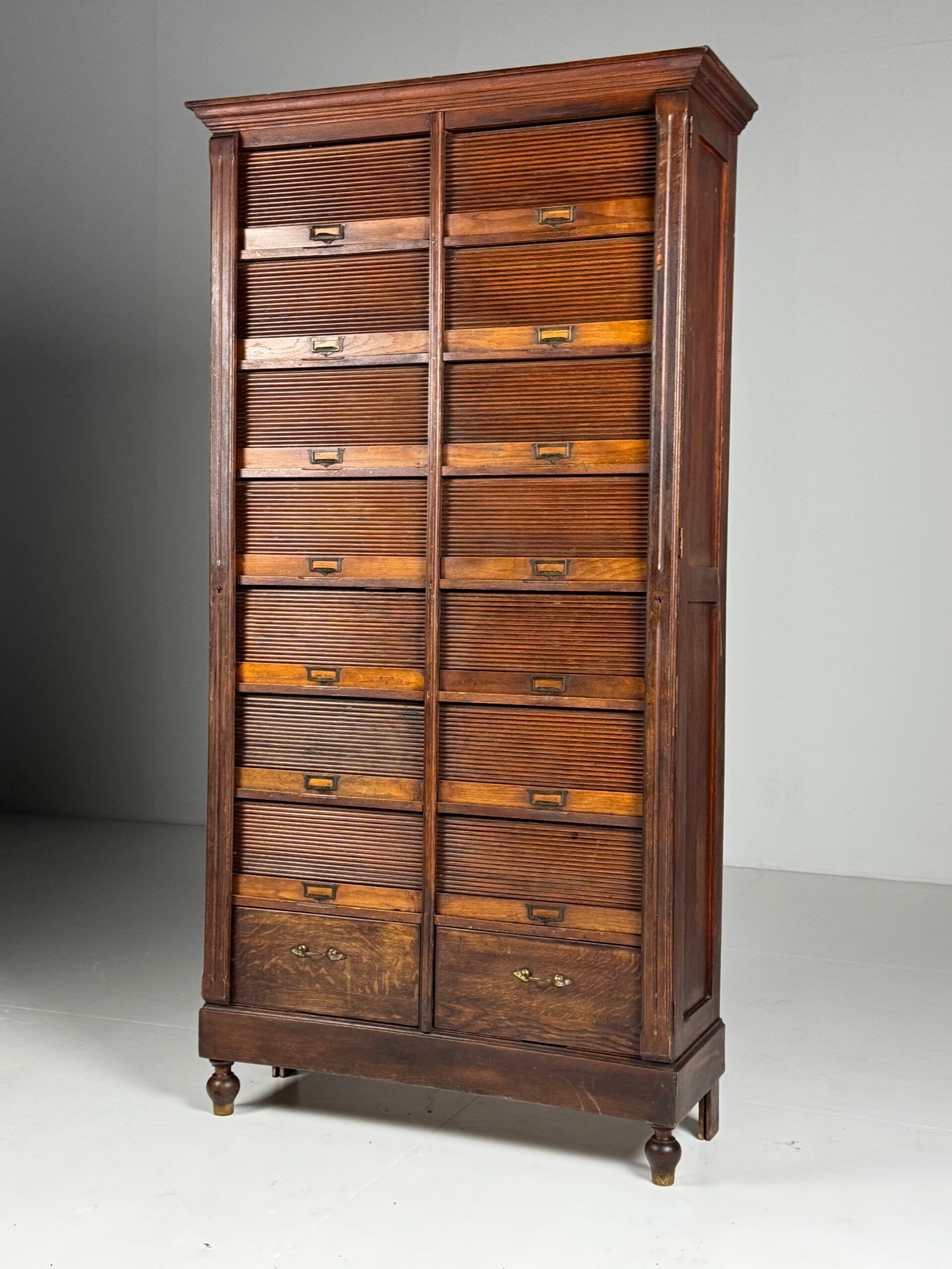 Antique archive cabinet with roller doors