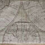 Ancienne carte du monde planisphère sur toile de lin