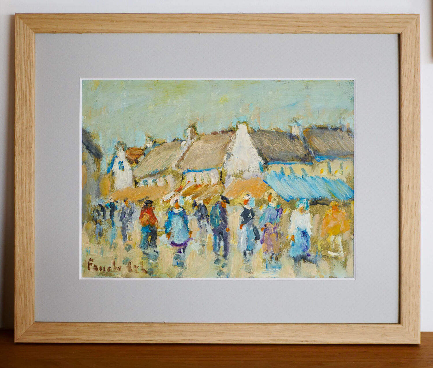 Market in Brittany, acrylic on cardboard