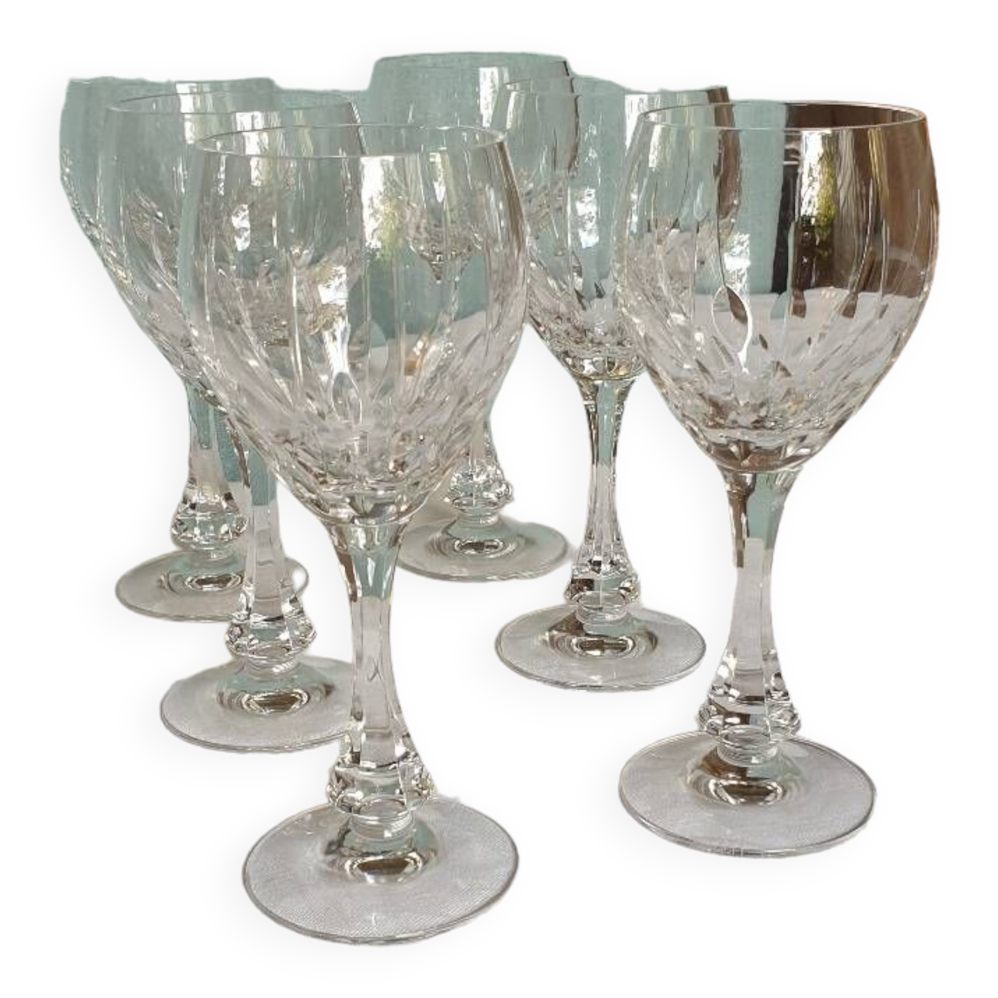 6 crystal wine glasses