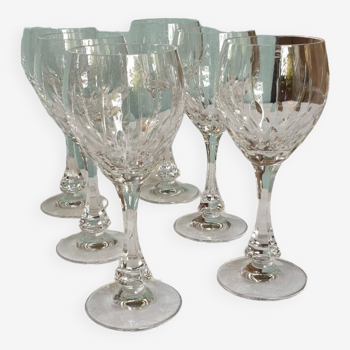 6 crystal wine glasses