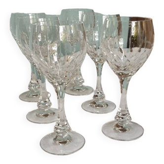 6 crystal wine glasses