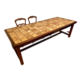 Antique solid oak table and tiled top