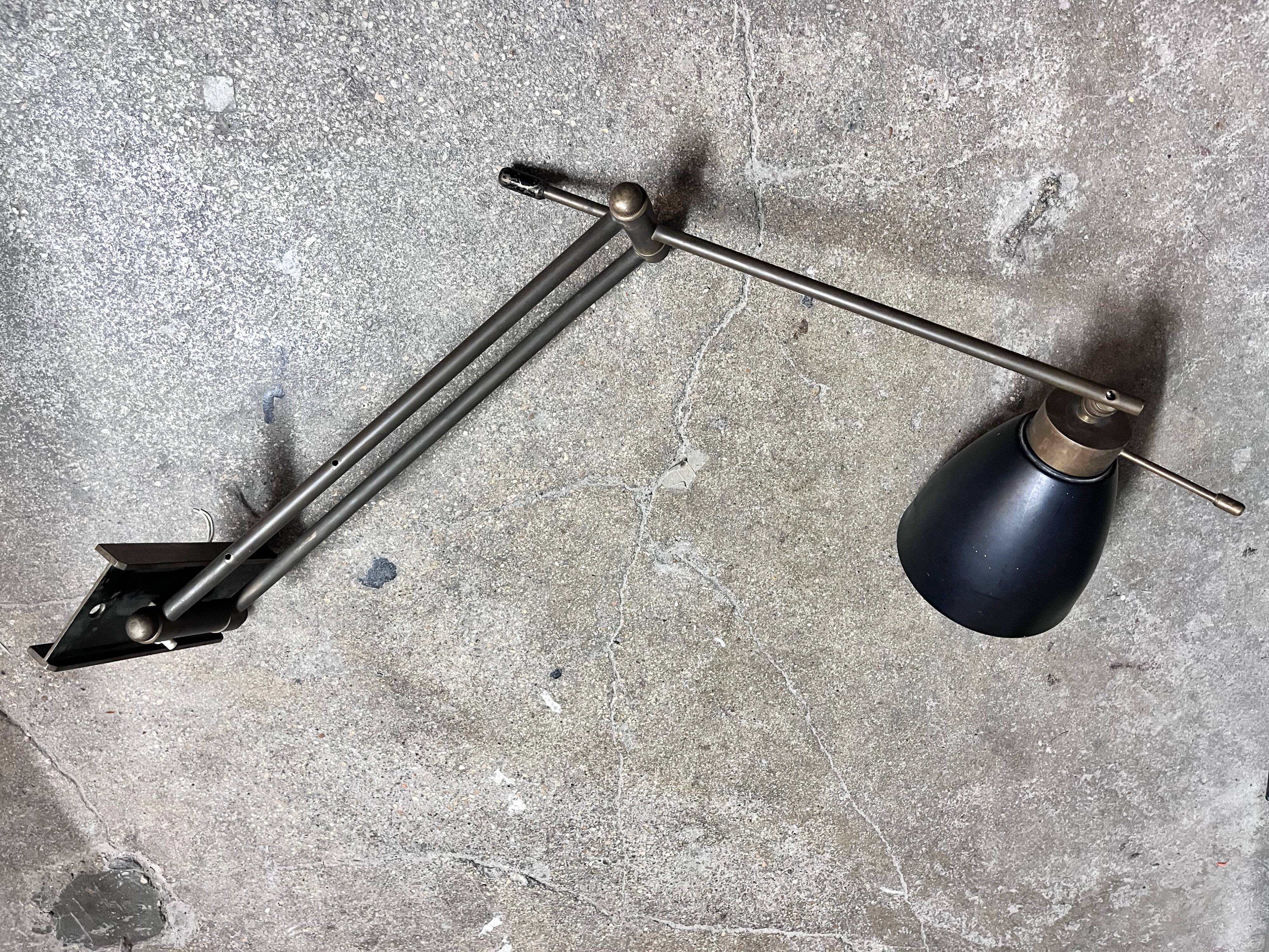 Brass arm wall lamp, 1950s