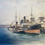Old painting, navy, signed and dated 1931