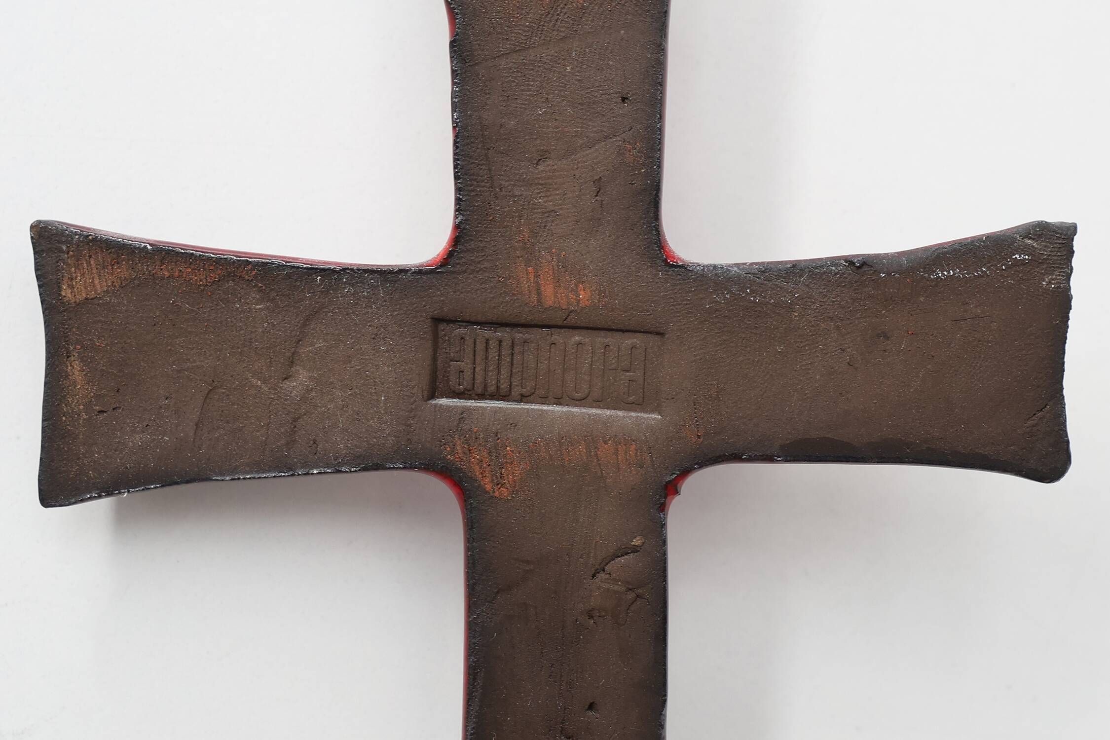 Croix en céramique émaillée rouge par Vandeweghe pour Amphora, Belgique, vers 1960