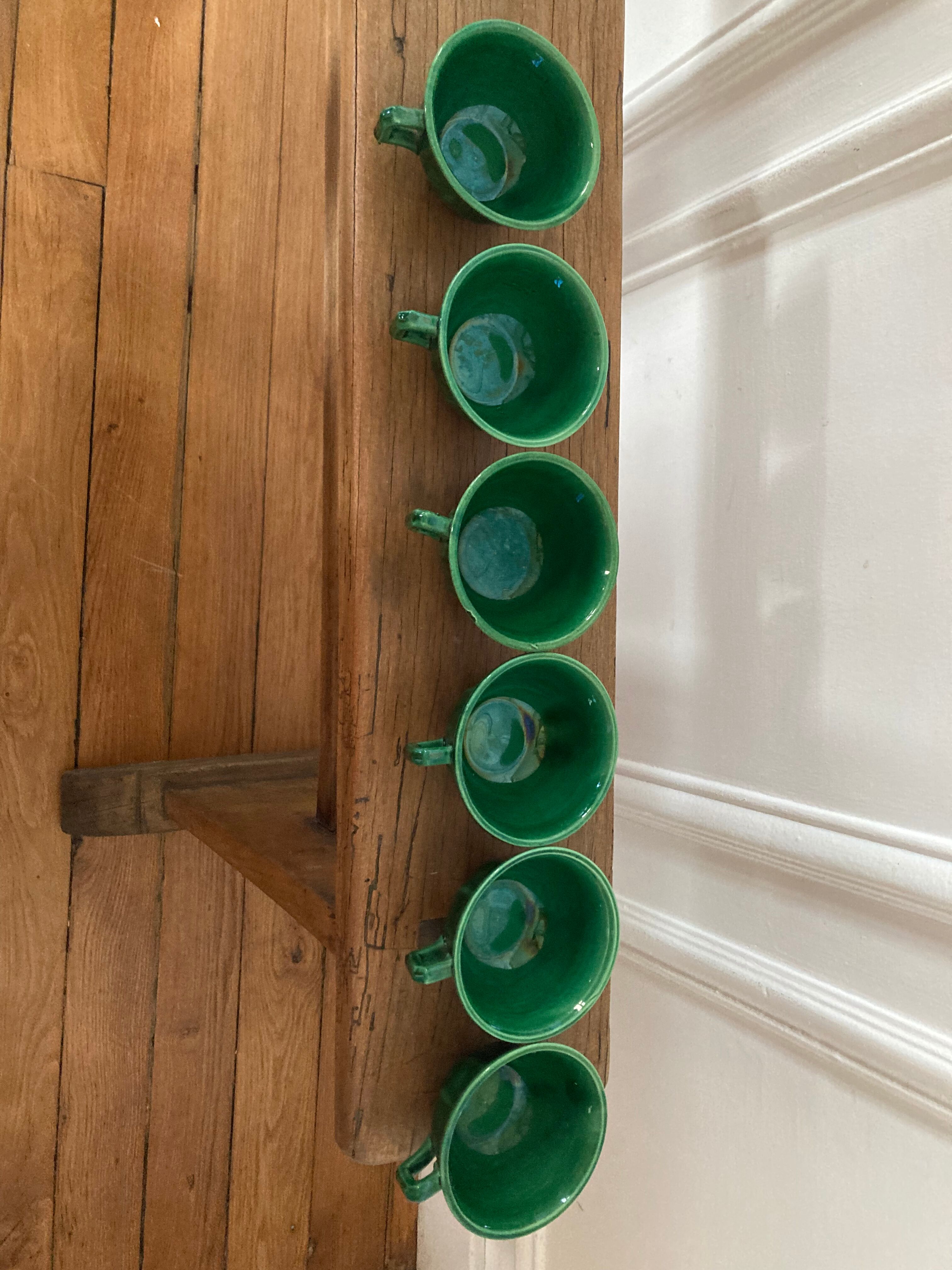 Set of 6 green cups
