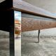 Mid-Century Belgian Brown Wood Veneer Dining Table with Chrome Legs — Silver Metal Base