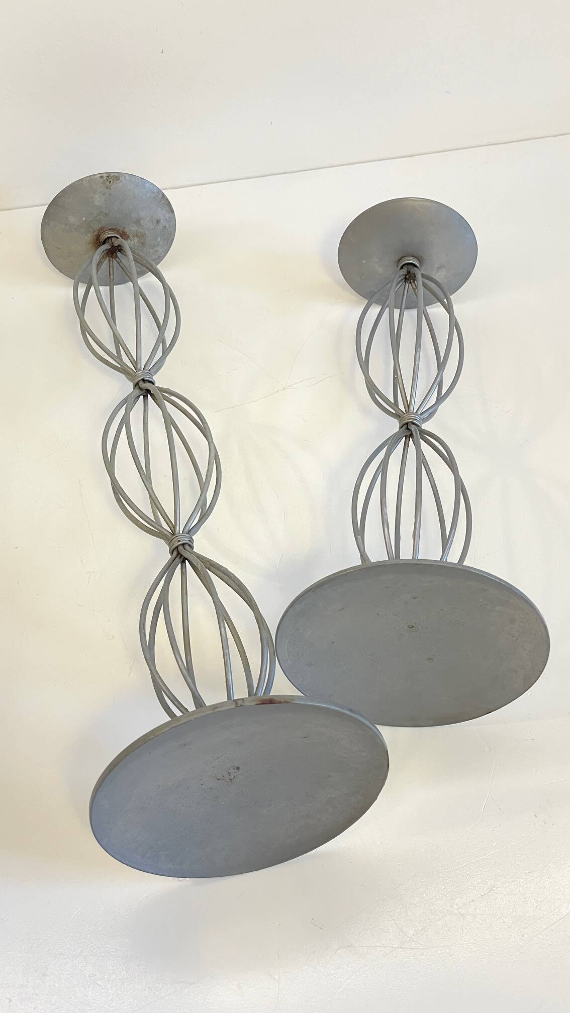 Geometric METAL CANDLE HOLDERS Patinated Gray
