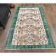 Turkish  Oushak vintage hand-knotted floral green rugs bordered 176x205