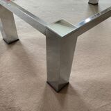 Coffee table design 70s, chrome metal and glass
