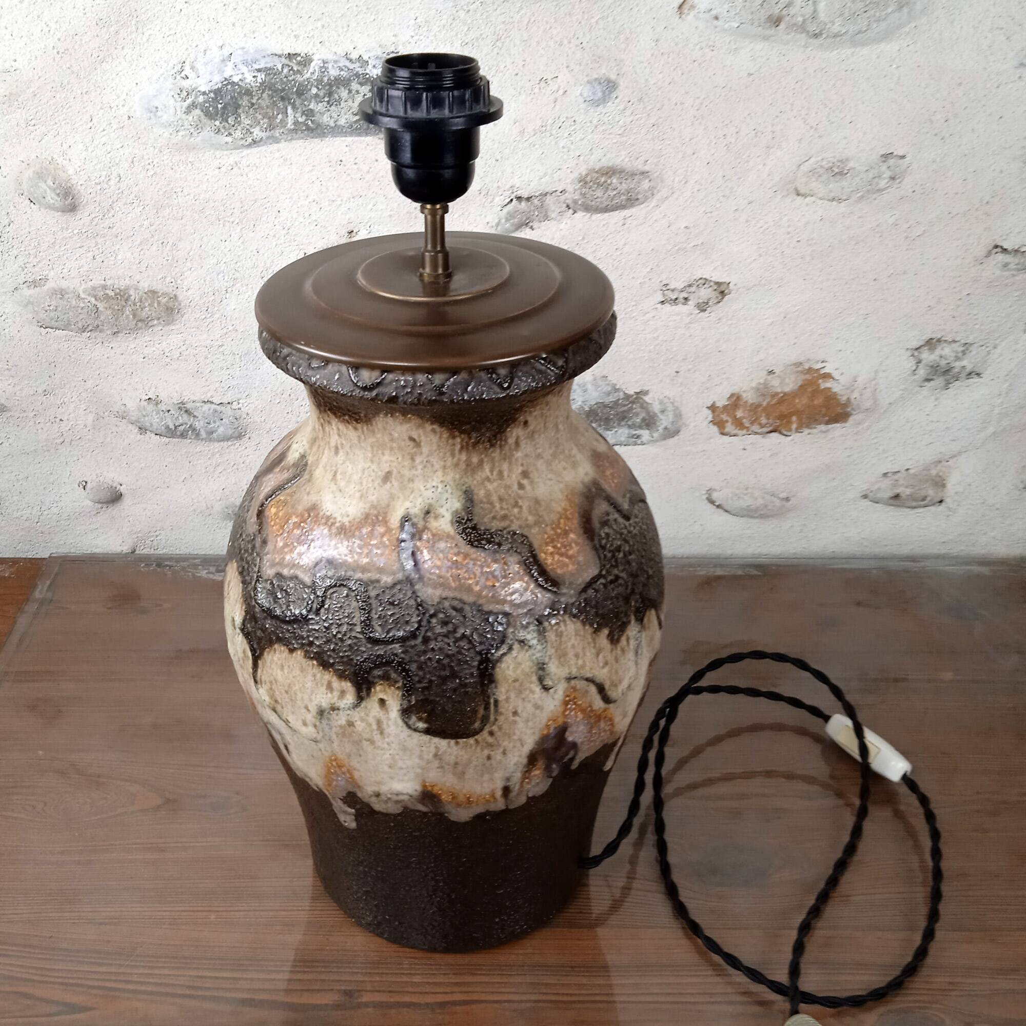 Lampe en gres fat lava west germany 1970