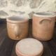 Set of 2 old pots in glazed stoneware
