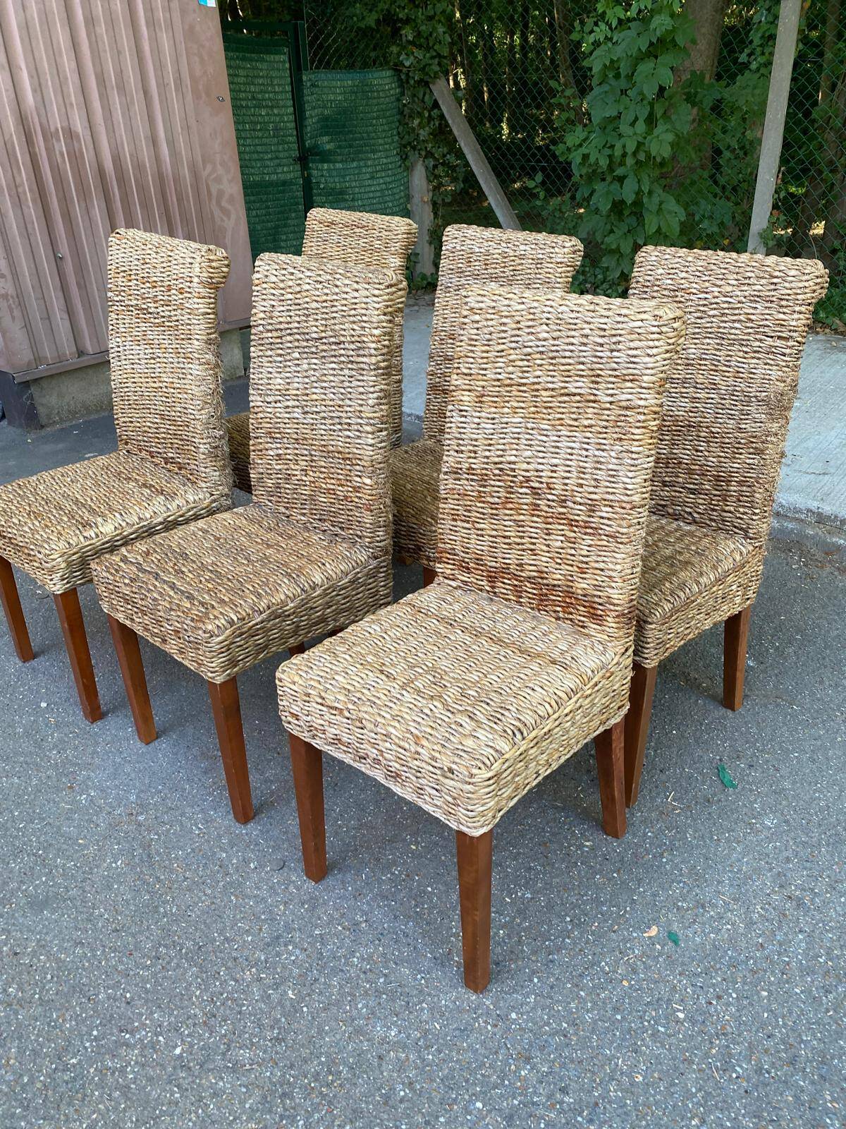 6 abaca banana rattan chairs