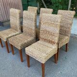 6 abaca banana rattan chairs