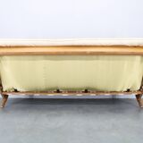 1960s Oak Scandinavian 3-Seater Sofa in Fine Leather Upholstery