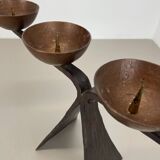 44cm Modernist Auböck Style Brutalist copper metal Candleholder, Austria 19
