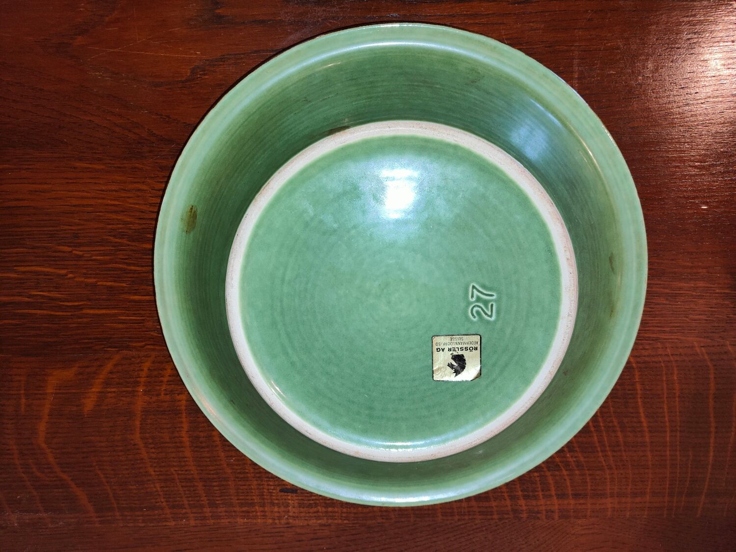 Antique plate Rössler AG Aedermannsdorf Switzerland Ceramics with floral motif Green