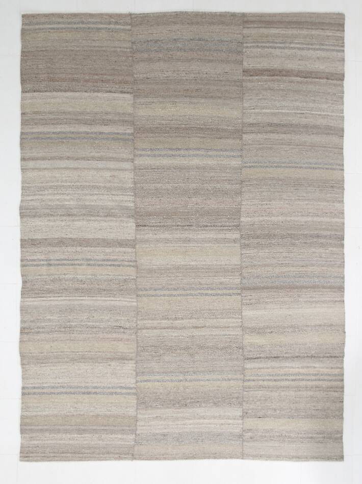 8x10 Brown & Beige Handmade Vintage Kilim Rug, 229x315Cm